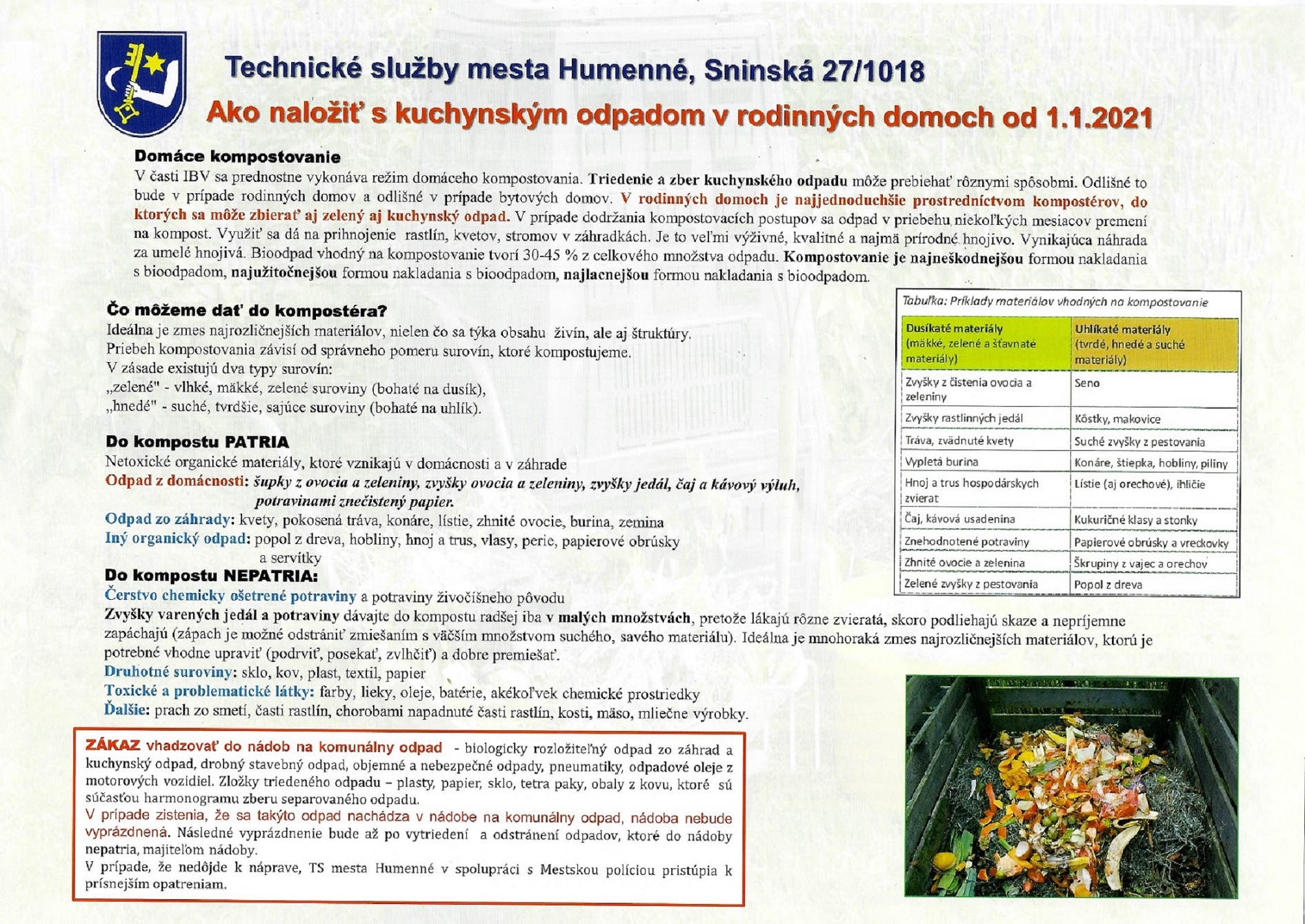 ako naložiť s kuchynským odpadom v rodinných domoc od 01.01.2021